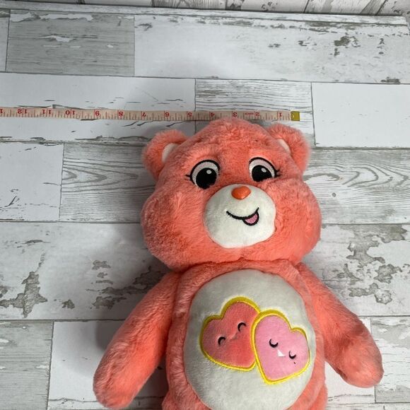 Care Bears 14" Plush -Love-A-Lot Bear Hearts On Belly Have Faces Soft Huggable - Picture 6 of 6